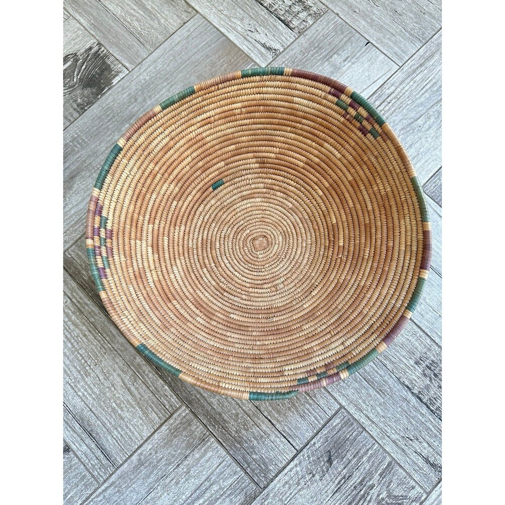Vintage African coil Hand Woven Large Basket Bowl